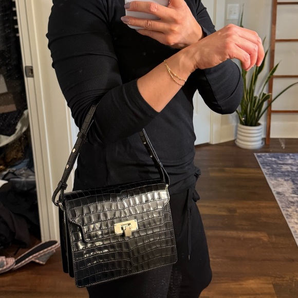 Margesherwood Leather Croc-Embossed Bag in Black - Picture 11 of 12